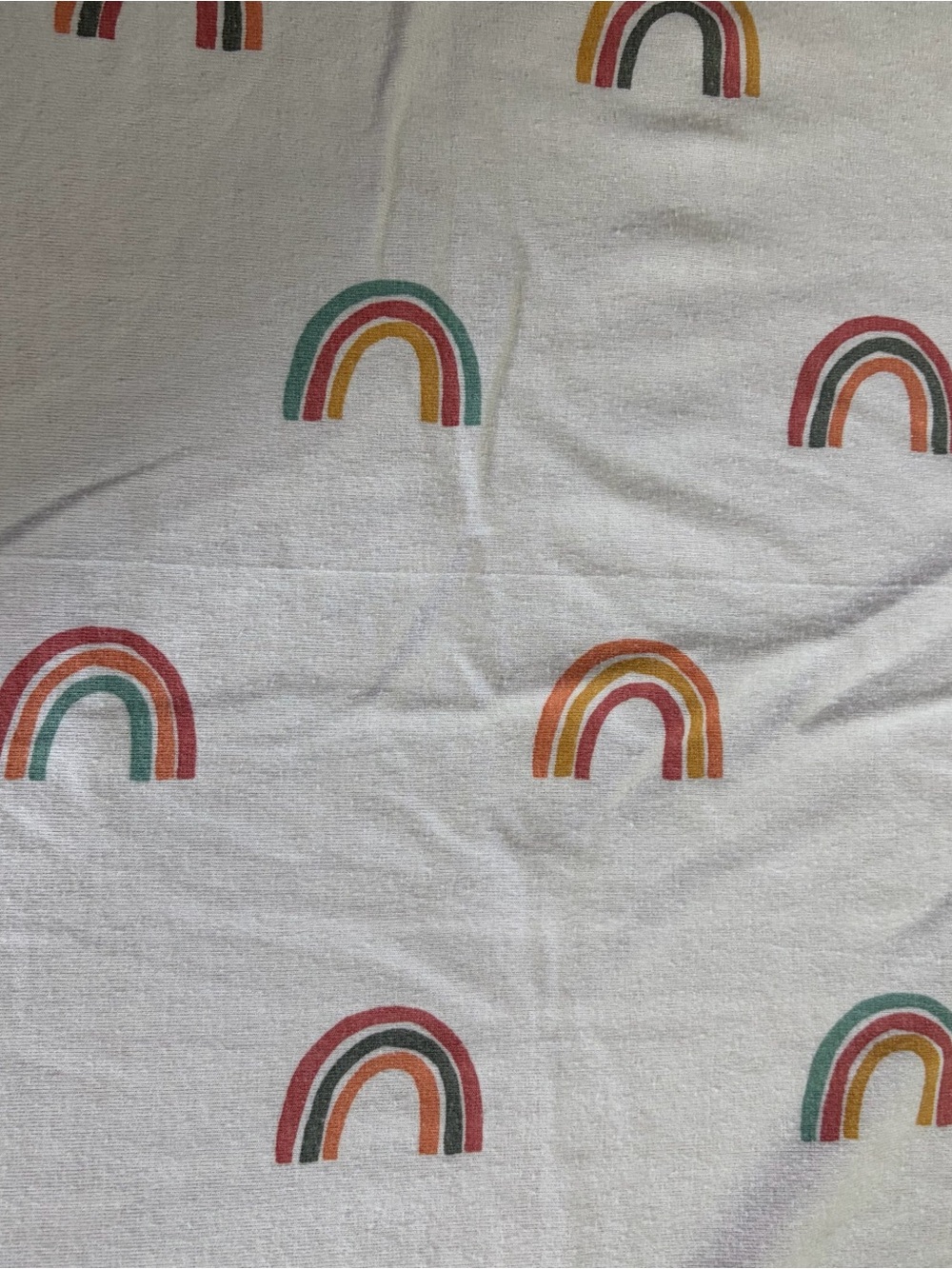 cloud island White Baby Blanket with Muted Rainbow Print - Picture 4 of 5